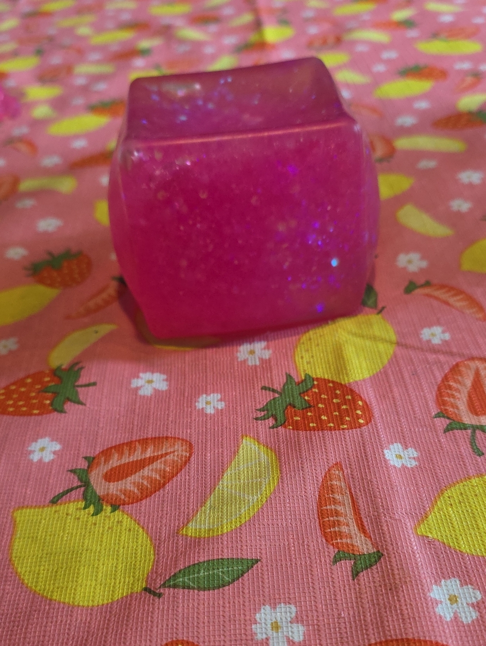 Pink Big Glitter Squishy  Cube - Toy